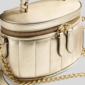 RARE! Coach Trail Bag Crossbody Handbag With Quilting, Metallic Gold, NWT